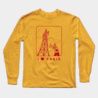 Fun with popular towers. For tourists in Paris and Pisa  with red ink Long Sleeve T-Shirt